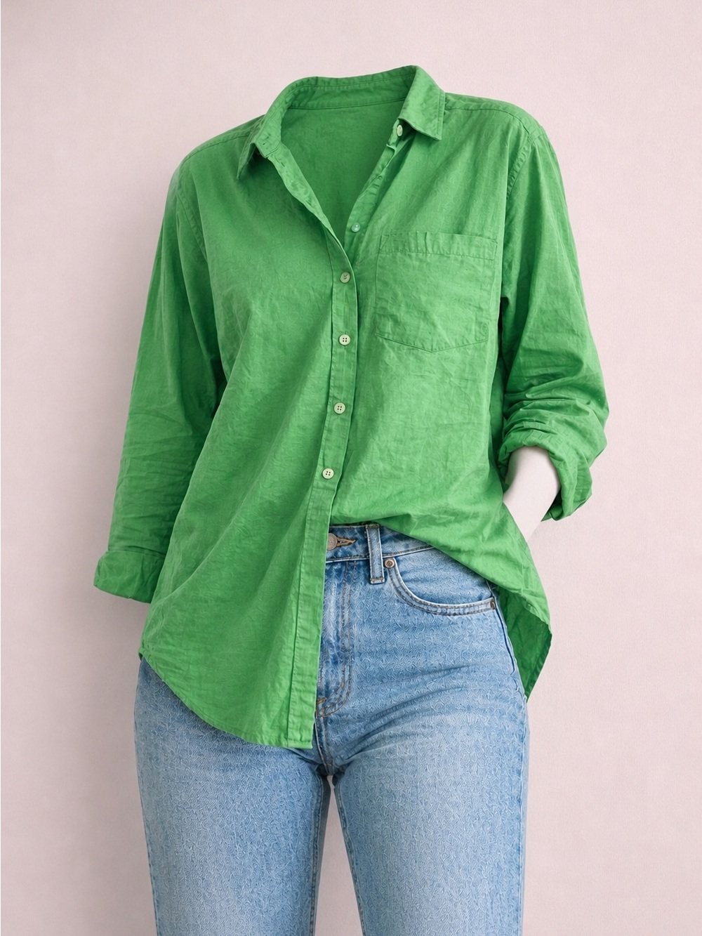 LOFT Bright Green Women’s Button-Down Shirt XL